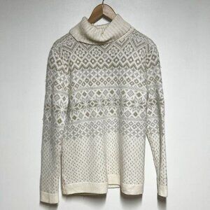 Vineyard Vines Lurex Nordic Fair Isle Cashmere Blend Turtleneck Sweater Sz M